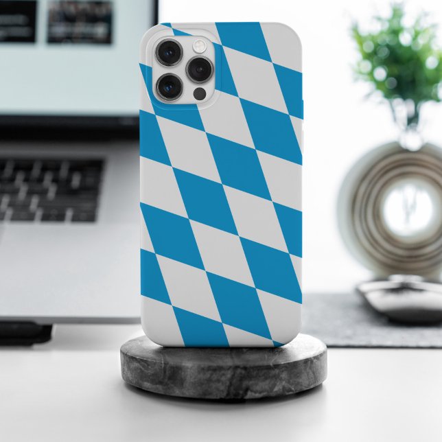 Blue and White Bavaria Diamond Flag Pattern iPhone Case (Creator Uploaded)