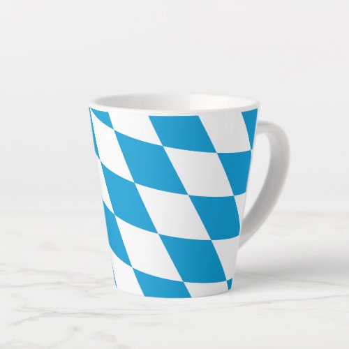 Blue and White Bavaria Diamond Flag Pattern Latte Mug