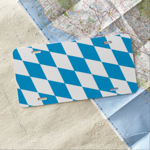 Blue and White Bavaria Diamond Flag Pattern License Plate