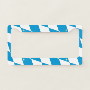 Blue and White Bavaria Diamond Flag Pattern License Plate Frame