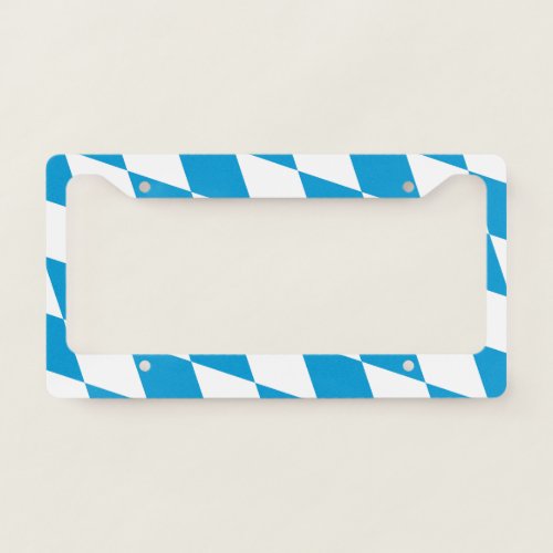 Blue and White Bavaria Diamond Flag Pattern License Plate Frame