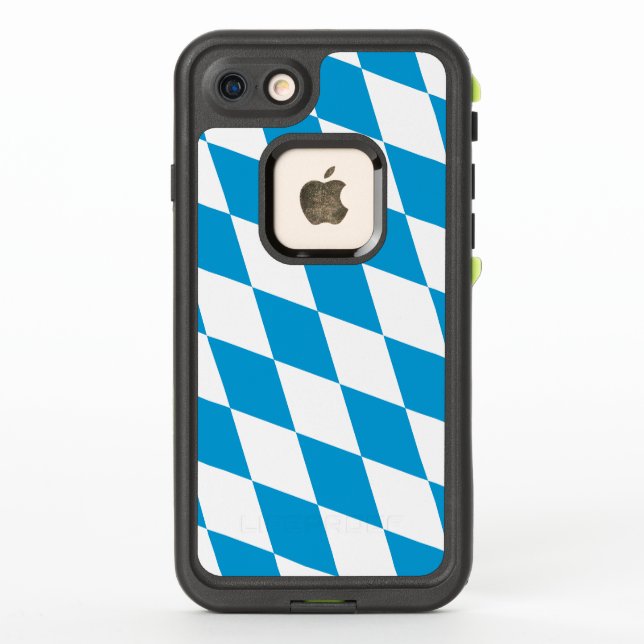 Blue and White Bavaria Diamond Flag Pattern LifeProof iPhone Case (Back)