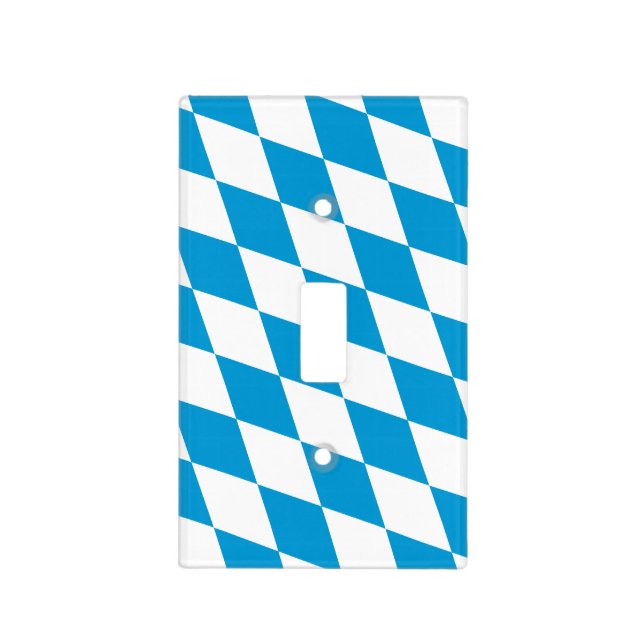 Blue and White Bavaria Diamond Flag Pattern Light Switch Cover (Front)
