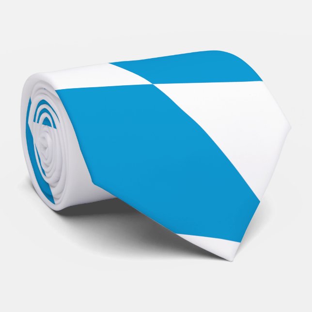 Blue and White Bavaria Diamond Flag Pattern Neck Tie (Rolled)