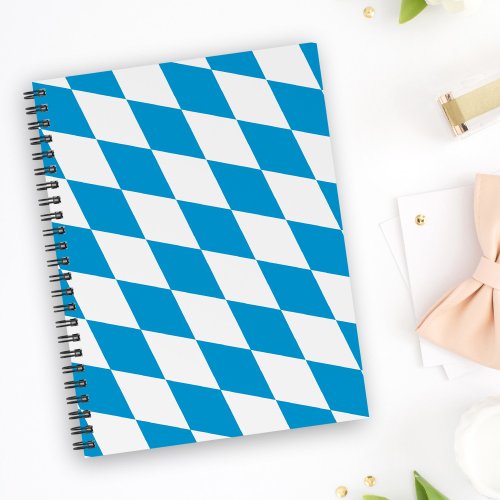 Blue and White Bavaria Diamond Flag Pattern Notebook