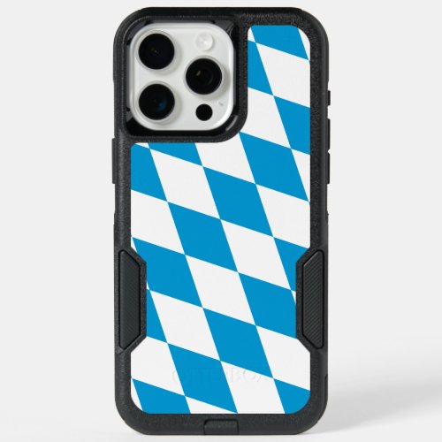 Blue and White Bavaria Diamond Flag Pattern iPhone 15 Pro Max Case