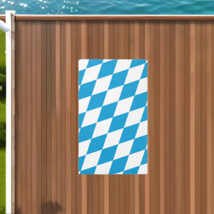 Blue and White Bavaria Diamond Flag Pattern Outdoor Rug