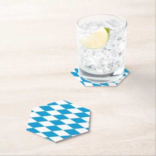 Blue and White Bavaria Diamond Flag Pattern Paper Coaster