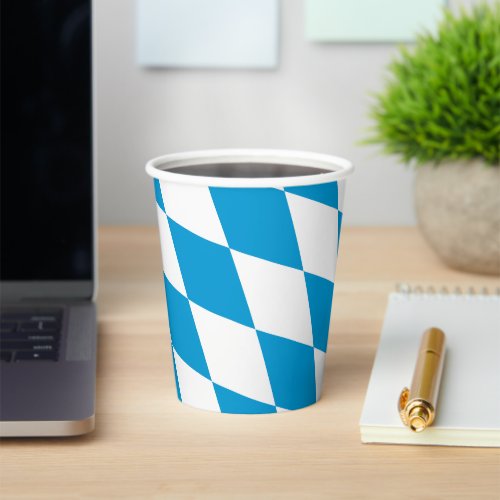 Blue and White Bavaria Diamond Flag Pattern Paper Cups