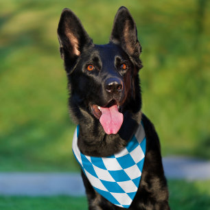 Blue and White Bavaria Diamond Flag Pattern Pet Bandana Collar