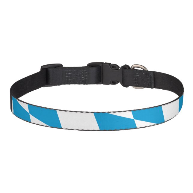 Blue and White Bavaria Diamond Flag Pattern Pet Collar (Front)