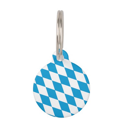 Blue and White Bavaria Diamond Flag Pattern Pet ID Tag