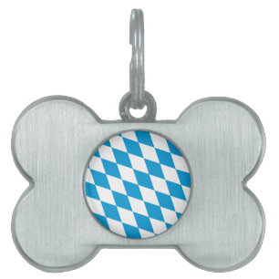 Blue and White Bavaria Diamond Flag Pattern Pet ID Tag