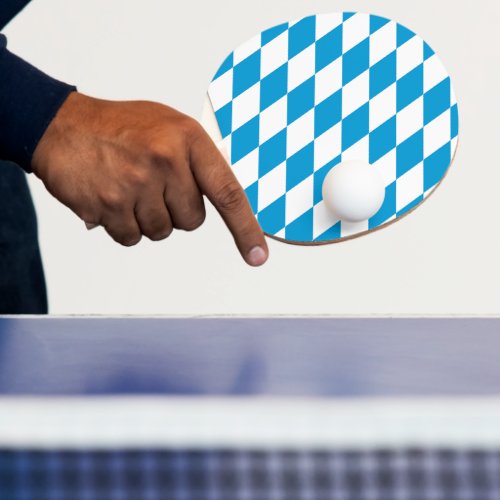 Blue and White Bavaria Diamond Flag Pattern Ping Pong Paddle