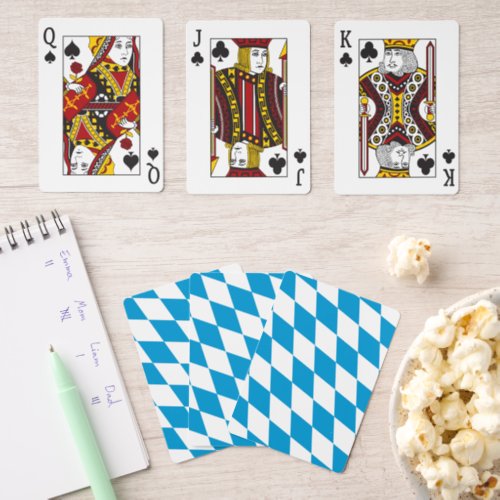 Blue and White Bavaria Diamond Flag Pattern Pinochle Cards