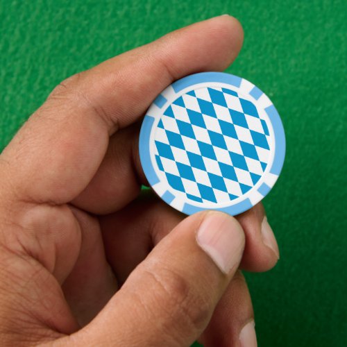 Blue and White Bavaria Diamond Flag Pattern Poker Chips