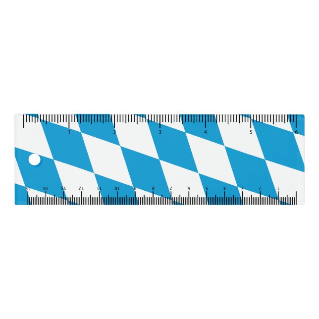 Blue and White Bavaria Diamond Flag Pattern Ruler (Front)