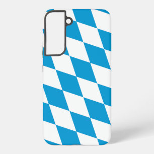 Blue and White Bavaria Diamond Flag Pattern Samsung Galaxy S22+ Case