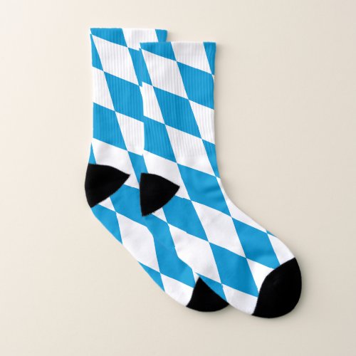 Blue and White Bavaria Diamond Flag Pattern Socks