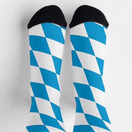 Blue and White Bavaria Diamond Flag Pattern Socks