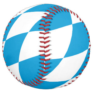 Blue and White Bavaria Diamond Flag Pattern Softball