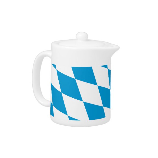 Blue and White Bavaria Diamond Flag Pattern Teapot (Left)