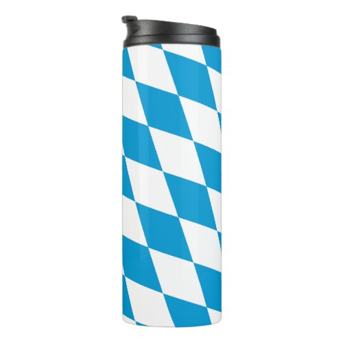 Blue and White Bavaria Diamond Flag Pattern Thermal Tumbler