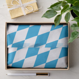Blue and White Bavaria Diamond Flag Pattern Tissue Paper