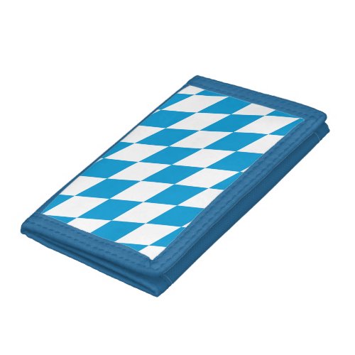 Blue and White Bavaria Diamond Flag Pattern Trifold Wallet