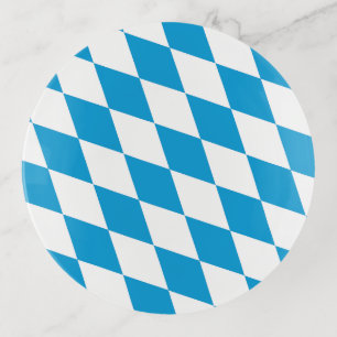 Blue and White Bavaria Diamond Flag Pattern Trinket Tray