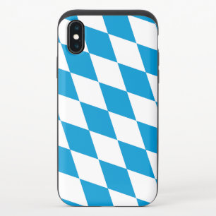 Blue and White Bavaria Diamond Flag Pattern iPhone XS Slider Case