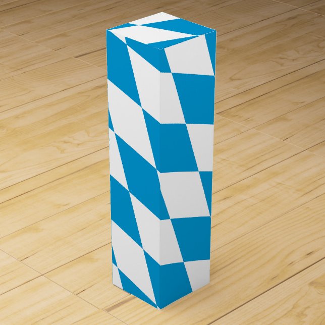 Blue and White Bavaria Diamond Flag Pattern Wine Box (Front)