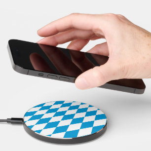 Blue and White Bavaria Diamond Flag Pattern Wireless Charger