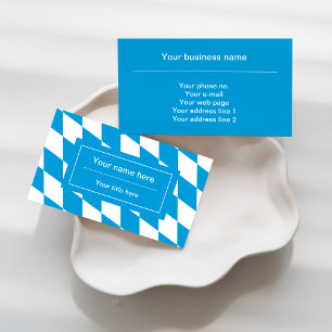 Blue and White Bavaria Flag Pattern Business Card