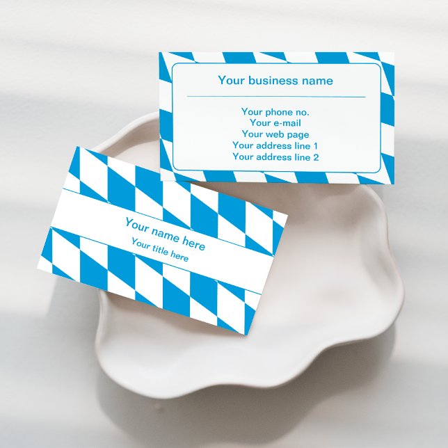 Blue and White Bavaria Flag Pattern Business Card (Creator Uploaded)