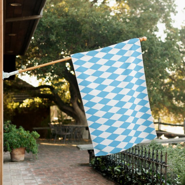 Blue and White Bavaria Rhombus Flag Pattern (In SItu)