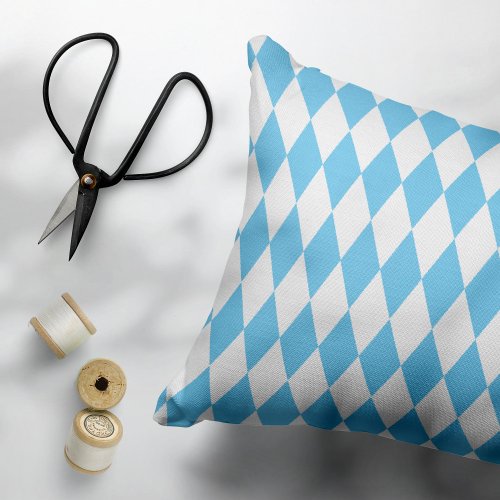 Blue and White Bavaria Rhombus Flag Pattern Accent Pillow