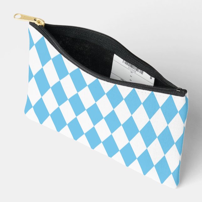 Blue and White Bavaria Rhombus Flag Pattern Accessory Pouch (Open)