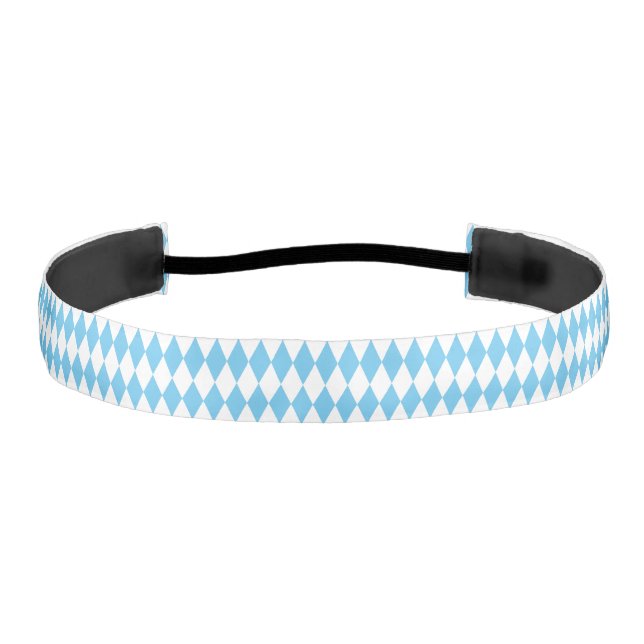 Blue and White Bavaria Rhombus Flag Pattern Athletic Headband (Front)