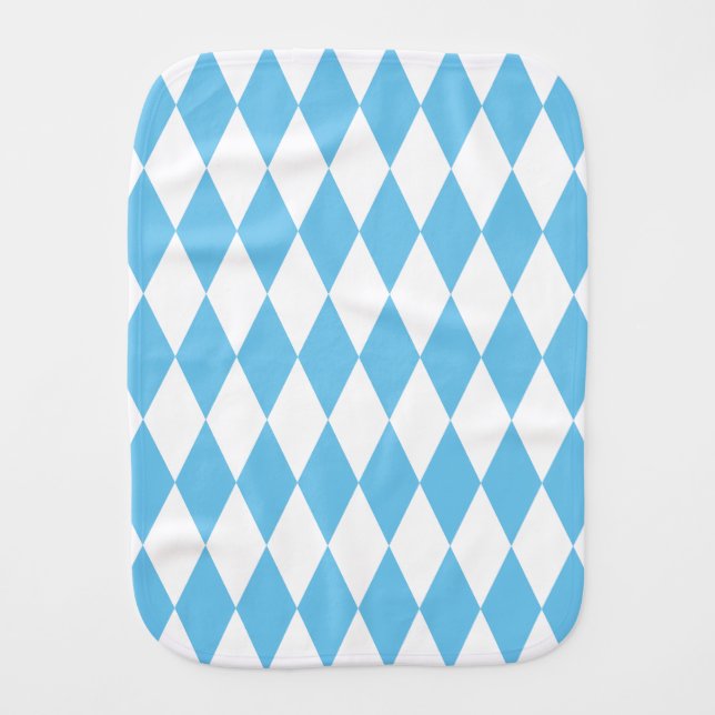 Blue and White Bavaria Rhombus Flag Pattern Baby Burp Cloth (Front)