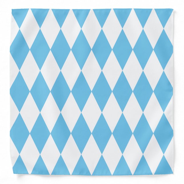Blue and White Bavaria Rhombus Flag Pattern Bandana (Front)