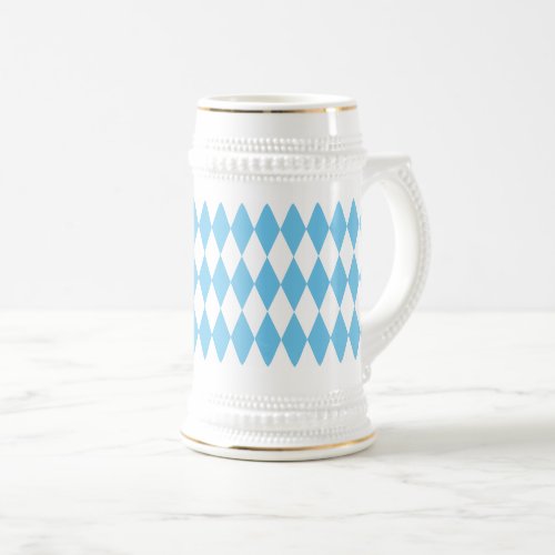 Blue and White Bavaria Rhombus Flag Pattern Beer Stein