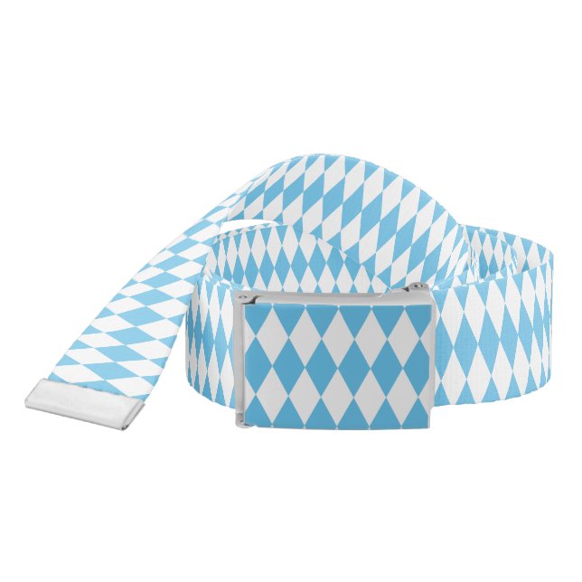 Blue and White Bavaria Rhombus Flag Pattern Belt (Snake)