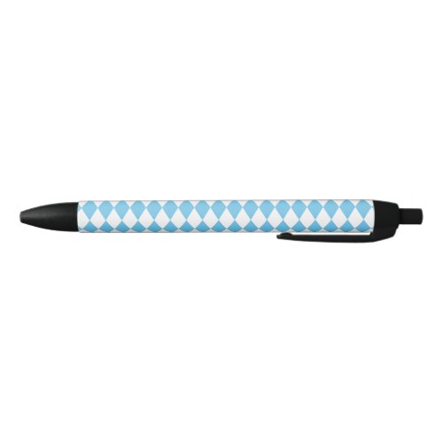 Blue and White Bavaria Rhombus Flag Pattern Black Ink Pen