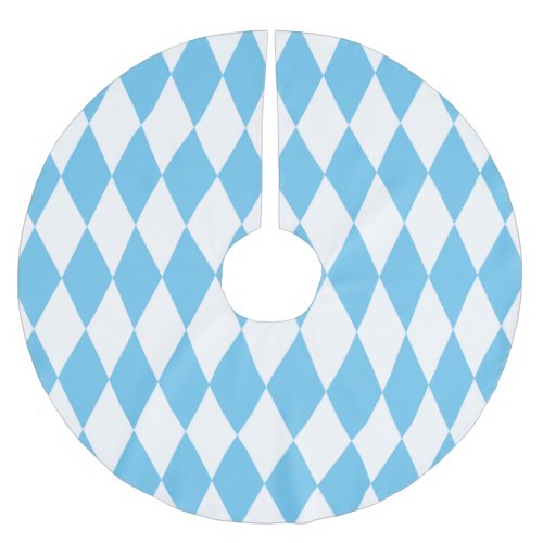 Blue and White Bavaria Rhombus Flag Pattern Brushed Polyester Tree Skirt
