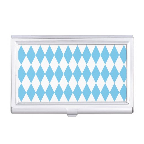 Blue and White Bavaria Rhombus Flag Pattern Business Card Case
