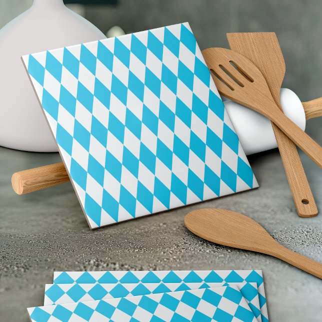 Blue and White Bavaria Rhombus Flag Pattern Ceramic Tile (Creator Uploaded)