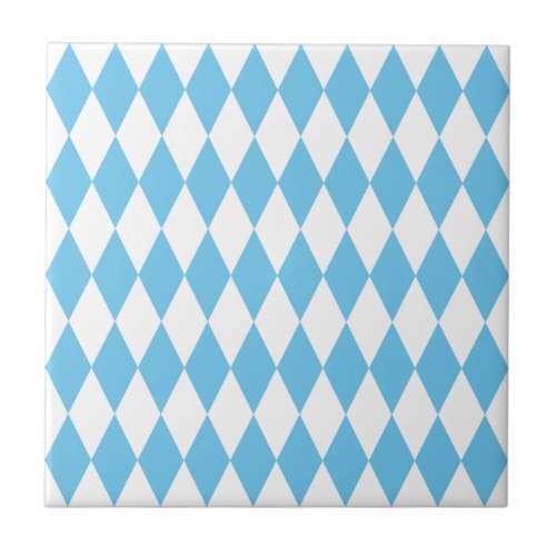 Blue and White Bavaria Rhombus Flag Pattern Ceramic Tile