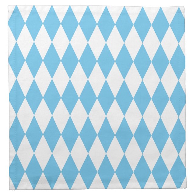 Blue and White Bavaria Rhombus Flag Pattern Cloth Napkin (Front)