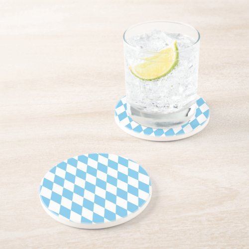 Blue and White Bavaria Rhombus Flag Pattern Coaster